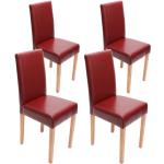 Chaises design rouges en bois massif en lot de 4 modernes 