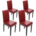 Chaises design rouges en cuir synthétique enduites en lot de 4 modernes 