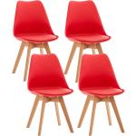 Chaises en plastique rouges en plastique en lot de 4 