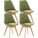 Chaises en bois vert clair en velours en lot de 4 scandinaves 