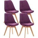 Chaises en bois violettes en velours en lot de 4 scandinaves 