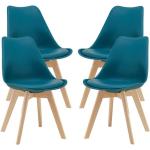Chaises design turquoise en cuir synthétique en lot de 4 modernes 