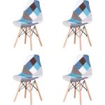Chaises en bois multicolores patchwork en hêtre en lot de 4 scandinaves 