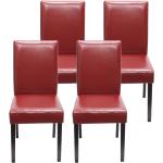 Chaises en bois rouges laquées en bois massif en lot de 4 modernes 