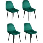 Chaises design vert émeraude en velours en lot de 4 contemporaines 
