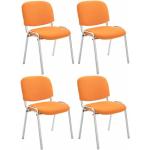 Chaises design orange en tissu empilables en lot de 4 