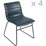 Chaises design bleues en métal à New York en lot de 4 industrielles 