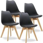 Chaises design marron en cuir synthétique matelassées en lot de 4 scandinaves 