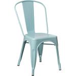 Chaises design bleues en acier finition brillante empilables en lot de 4 industrielles 