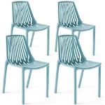 Chaises de jardin design bleues en polypropylène en lot de 4 