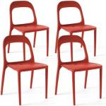 Chaises de jardin design rouges en polypropylène en lot de 4 
