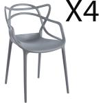 Chaises design Pegane grises en lot de 4 modernes 
