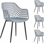 Idimex - Lot de 4 chaises lucia pour salle à manger ou cuisine au design retro avec accoudoirs, coque en plastique gris clair - gris clair