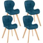 Chaises en bois bleu canard en tissu à motif canards en lot de 4 