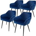 Chaises de salle à manger bleus foncé en velours en lot de 4 