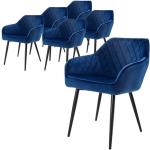 Chaises en plastique bleus foncé à rayures en velours en lot de 4 