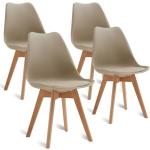 Chaises design marron en cuir synthétique en lot de 4 scandinaves 