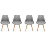 Lot de 4 chaises scandinaves. pieds bois de hêtre. chaises 1 place. gris