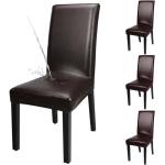 Housses de chaise marron à rayures en cuir synthétique à motif animaux en lot de 4 