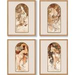 Lot De 4 Impressions Alphonse Mucha - Affiches Art Nouveau, Ensemble Mural Galerie, Art Ancien Français, Décoration Victorien, Affiche Mucha