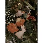 Boules de Noël Vertbaudet marron caramel en bois à motif lapins 