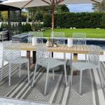 Chaises de jardin design gris clair en polypropylène en lot de 6 en promo 