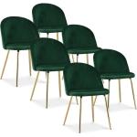 Chaises vertes en velours en lot de 6 modernes 