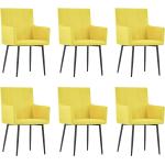 Chaises design jaunes en métal avec accoudoirs en lot de 6 modernes 