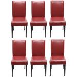Chaises en bois rouges en cuir synthétique enduites en lot de 6 modernes 