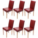 Chaises en bois rouges en bois massif en lot de 6 modernes 