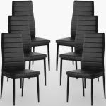 Chaises design noires en cuir synthétique en lot de 6 modernes 