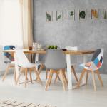 Chaises en bois gris foncé patchwork en bois scandinaves en promo 