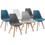 Chaises en bois gris foncé en bois à motif canards en lot de 6 scandinaves 