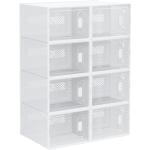 Lot de 8 boites cubes rangement à chaussures modulable avec portes transparentes - dim. 25L x 35l x 19H cm - PP blanc transparent