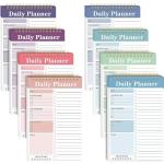 Lot de 8 planificateurs quotidiens non datés, 13,5 x 21,1 cm, carnet à spirales pour liste de tâches, horaire de travail et organisation personnelle