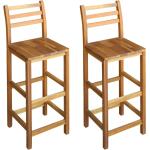 Lot de deux tabourets de bar design chaise siège bois massif d'acacia 1202053