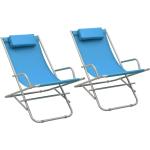 Chaises longues design Helloshop26 bleues en acier pliables 