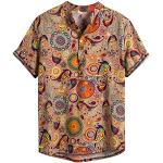 Lot Tee Shirt Homme Coton, Lin Imprimé Vintage Chemise Hawaïenne à Manches Courtes Crop Top