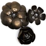 Broches fleur de créateur Louis Vuitton marron en métal à strass seconde main pour femme 
