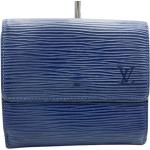 Porte-cartes bancaires de créateur Louis Vuitton bleus à rayures en cuir seconde main look vintage 