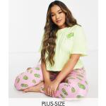Pyjamas vert lime à motif citron Taille XL look casual pour femme en promo 