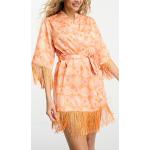 Robes de chambre orange en satin à franges Taille L classiques pour femme en promo 