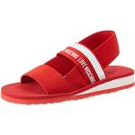 Sandales de créateur Moschino Love Moschino rouges en caoutchouc à bouts ouverts Pointure 35 look fashion pour fille 