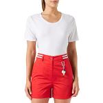 Bermudas de créateur Moschino Love Moschino rouges à rayures en satin avec ceinture Taille S look casual pour femme 