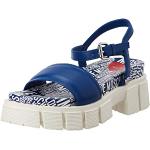 Sandales compensées de créateur Moschino Love Moschino bleues en caoutchouc Pointure 36 look fashion pour femme 
