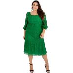 Lovedrobe Robe d'été à Manches Longues et col carré pour Femme Vert Grande Taille, 48