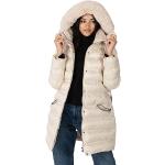 Lovedrobe Women's Winter Jacket Ladies Coat Quilted Puffa Padded Belted Pockets with Faux Fur Trim Puffer Outerwear Manteau, Stone, 56 Femme