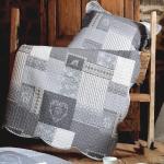 Boutis Lovely Casa gris patchwork en polyester 240x220 cm modernes en promo 