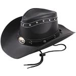 Chapeaux de cowboy noirs en cuir synthétique à motif vaches Taille L style ethnique pour homme 