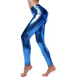 Leggings fantaisie bleus métalliques Taille S look fashion pour femme 